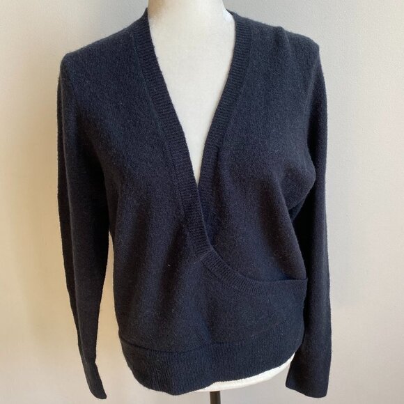 MADEWELL Bnwt Faux Wrap Front Black Cozy Sweater - Picture 2 of 11